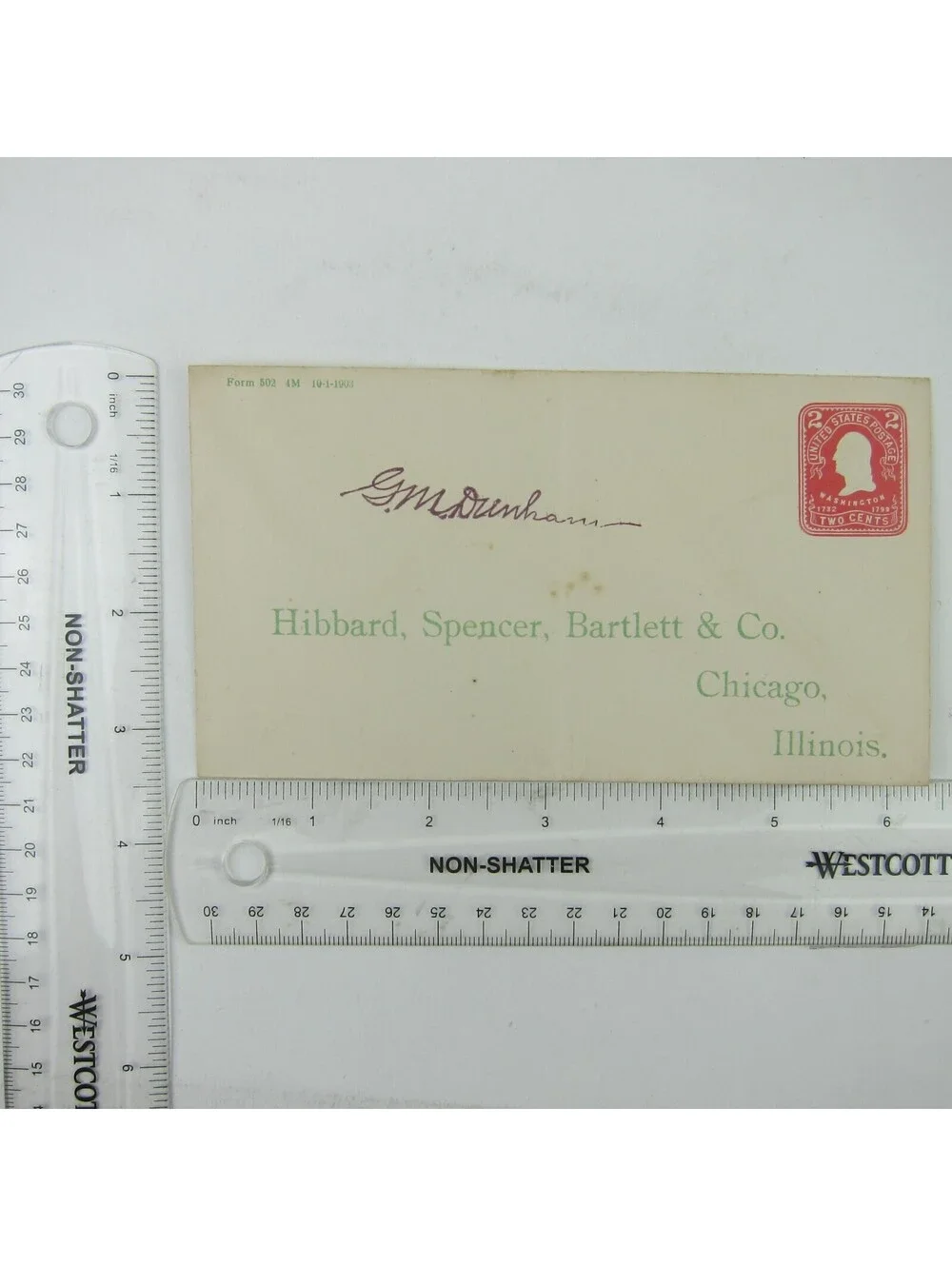 US Postal Stationery Hibbard Spencer Bartlett & Co Chicago Illinois 2c Antique